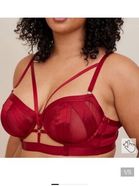 🆕️❤️RED STRAPPY MESH UNDERWIRE BRALETTE WITH MESH CUPS❤️